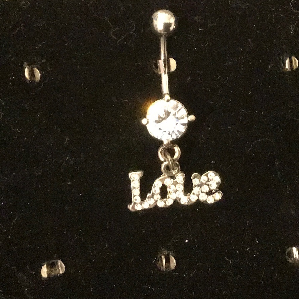 NWOT Surgical Stainless Steel “LOVE” sentimental naval belly button ring 14 G